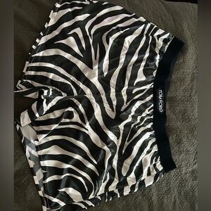 Optical Zebra Print Signature Silk Pajama Shorts